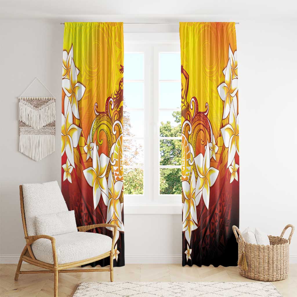 Tahiti Heiva Festival Window Curtain Tahitian Vahine Plumeria Flowers LT05 - Polynesian Pride