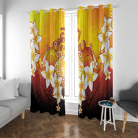Tahiti Heiva Festival Window Curtain Tahitian Vahine Plumeria Flowers LT05 With Grommets Yellow - Polynesian Pride