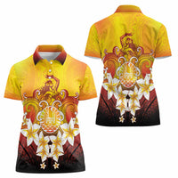 Tahiti Heiva Festival Women Polo Shirt Tahitian Vahine Plumeria Flowers LT05 - Polynesian Pride