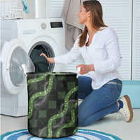 Hawaiian Quilt Laundry Basket Pele Hair Hinahina Lei Black Version