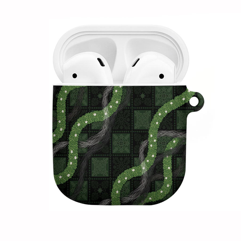 Hawaiian Quilt AirPods Case Pele Hair Hinahina Lei Black Version LT05 Black - Polynesian Pride