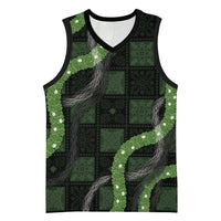 Hawaiian Quilt Basketball Jersey Pele Hair Hinahina Lei Black Version LT05 Unisex Black - Polynesian Pride