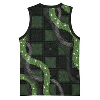 Hawaiian Quilt Basketball Jersey Pele Hair Hinahina Lei Black Version LT05 - Polynesian Pride