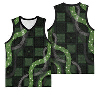 Hawaiian Quilt Basketball Jersey Pele Hair Hinahina Lei Black Version LT05 - Polynesian Pride