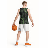 Hawaiian Quilt Basketball Jersey Pele Hair Hinahina Lei Black Version LT05 - Polynesian Pride