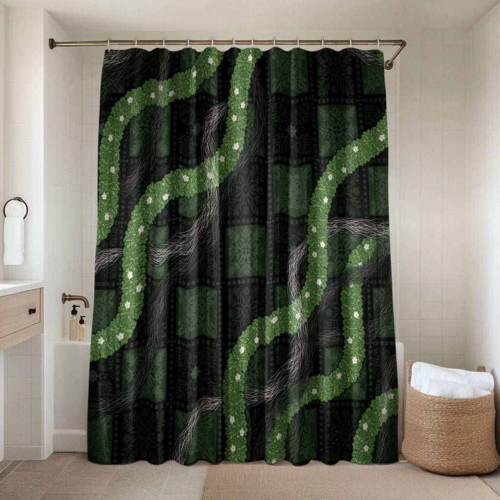 Hawaiian Quilt Bathroom Set Pele Hair Hinahina Lei Black Version