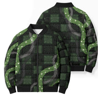 Hawaiian Quilt Bomber Puffer Jacket Pele Hair Hinahina Lei Black Version