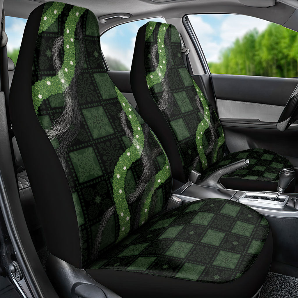 Hawaiian Quilt Car Seat Cover Pele Hair Hinahina Lei Black Version
