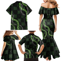 Hawaiian Quilt Family Matching Mermaid Dress and Hawaiian Shirt Pele Hair Hinahina Lei Black Version LT05 - Polynesian Pride