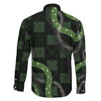 Hawaiian Quilt Family Matching Off The Shoulder Long Sleeve Dress and Hawaiian Shirt Pele Hair Hinahina Lei Black Version LT05 - Polynesian Pride