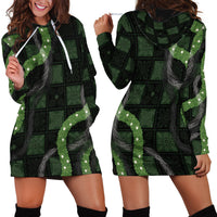 Hawaiian Quilt Hoodie Dress Pele Hair Hinahina Lei Black Version LT05 - Polynesian Pride
