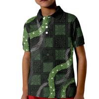 Hawaiian Quilt Kid Polo Shirt Pele Hair Hinahina Lei Black Version
