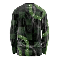 Hawaiian Quilt Long Sleeve Shirt Pele Hair Hinahina Lei Black Version LT05 - Polynesian Pride