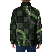 Hawaiian Quilt Padded Jacket Pele Hair Hinahina Lei Black Version