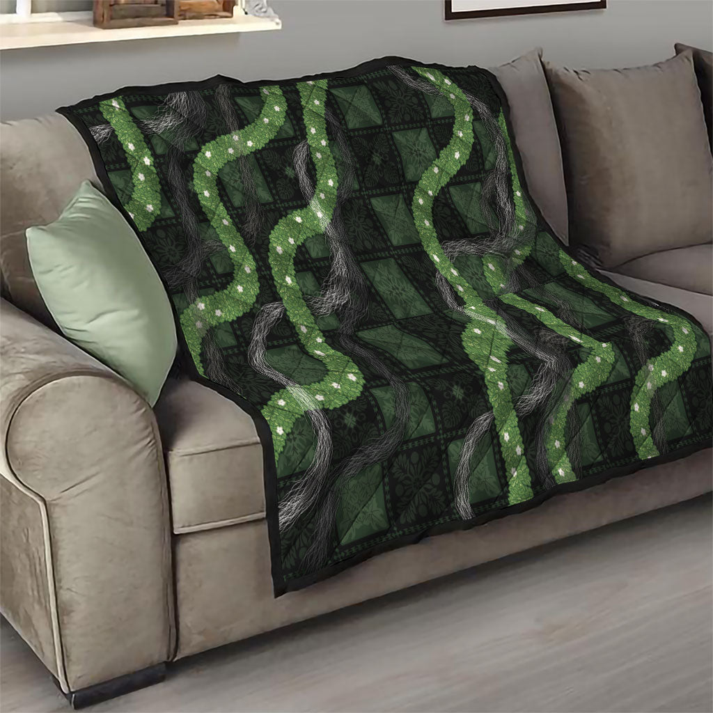 Hawaiian Quilt Quilt Pele Hair Hinahina Lei Black Version
