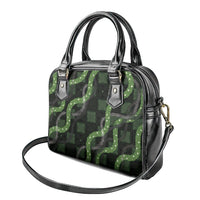 Hawaiian Quilt Shoulder Handbag Pele Hair Hinahina Lei Black Version