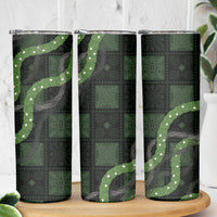 Hawaiian Quilt Skinny Tumbler Pele Hair Hinahina Lei Black Version LT05 - Polynesian Pride
