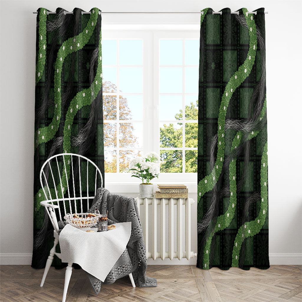 Hawaiian Quilt Window Curtain Pele Hair Hinahina Lei Black Version