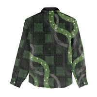 Hawaiian Quilt Women Casual Shirt Pele Hair Hinahina Lei Black Version LT05 - Polynesian Pride