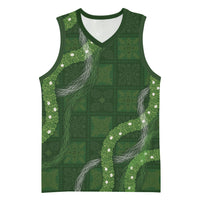 Hawaiian Quilt Basketball Jersey Pele Hair Hinahina Lei Green Version