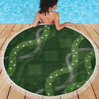 Hawaiian Quilt Beach Blanket Pele Hair Hinahina Lei Green Version