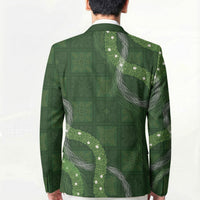 Hawaiian Quilt Blazer Pele Hair Hinahina Lei Green Version