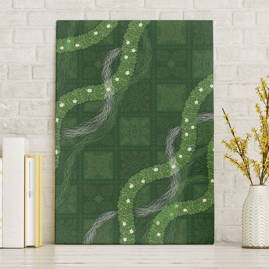 Hawaiian Quilt Canvas Wall Art Pele Hair Hinahina Lei Green Version LT05 Without Frame Green - Polynesian Pride