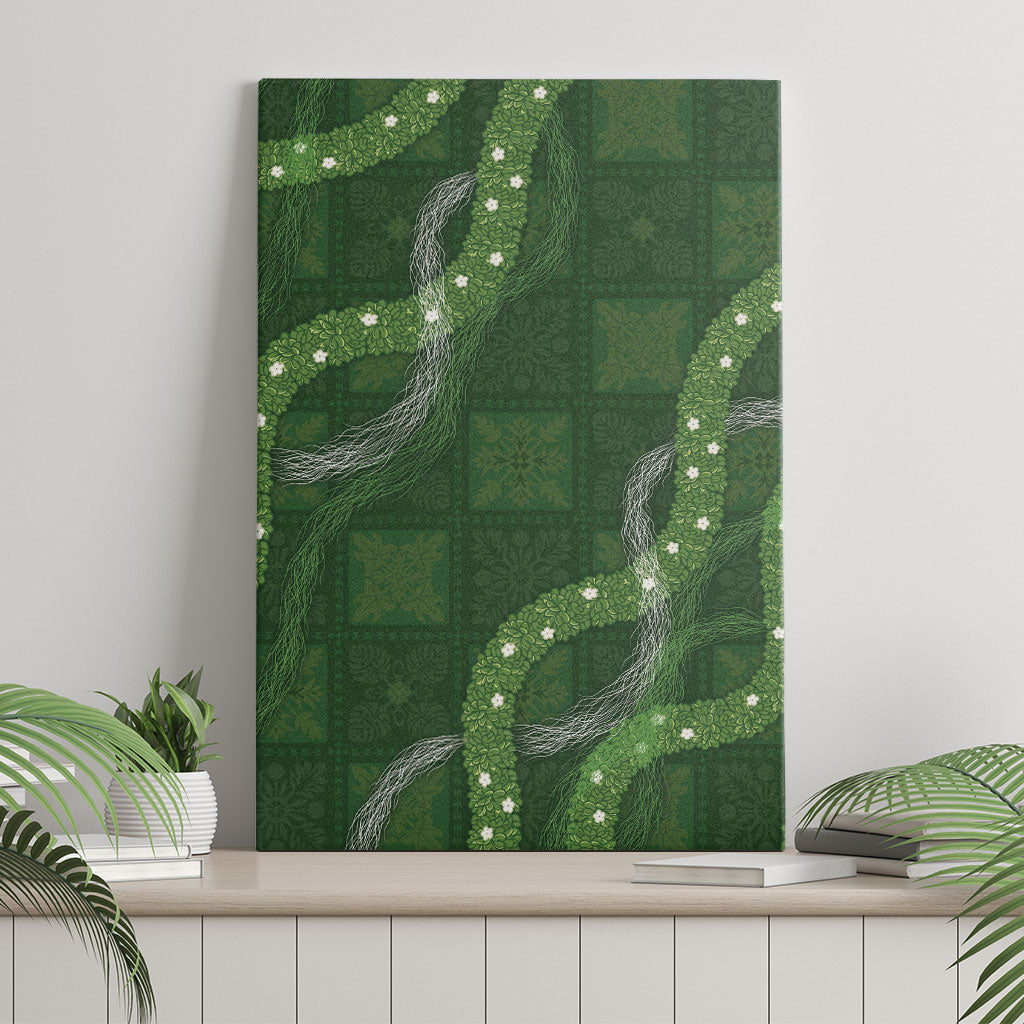 Hawaiian Quilt Canvas Wall Art Pele Hair Hinahina Lei Green Version LT05 - Polynesian Pride