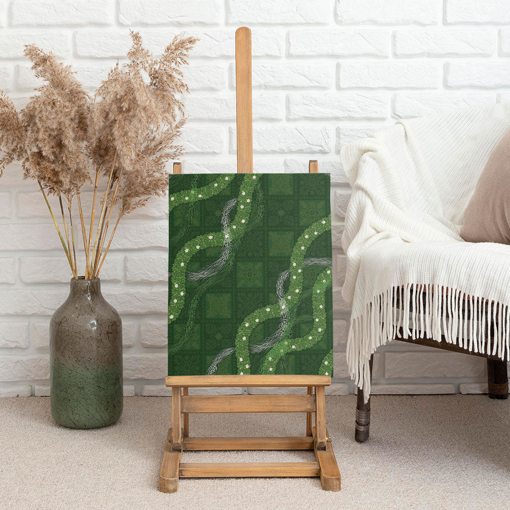Hawaiian Quilt Canvas Wall Art Pele Hair Hinahina Lei Green Version LT05 - Polynesian Pride