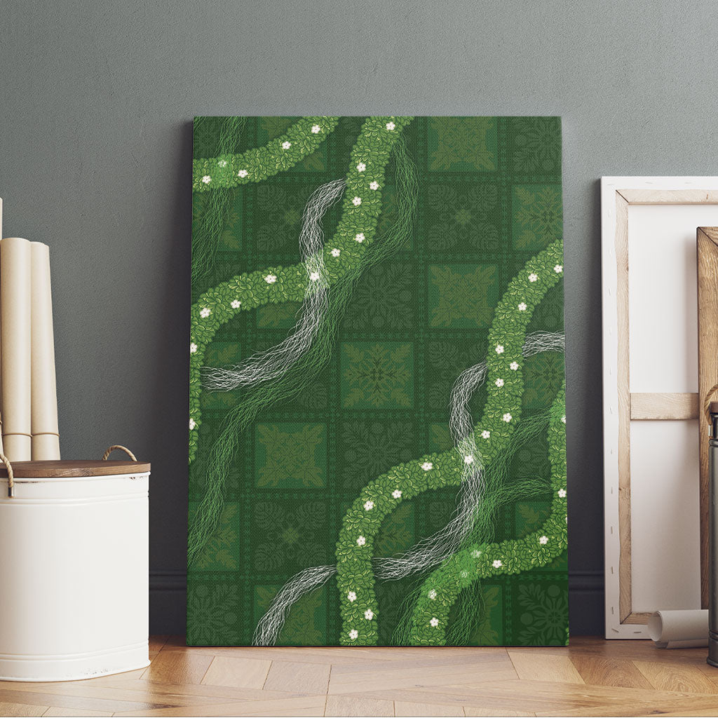 Hawaiian Quilt Canvas Wall Art Pele Hair Hinahina Lei Green Version LT05 - Polynesian Pride