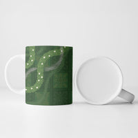 Hawaiian Quilt Ceramic Mug Pele Hair Hinahina Lei Green Version