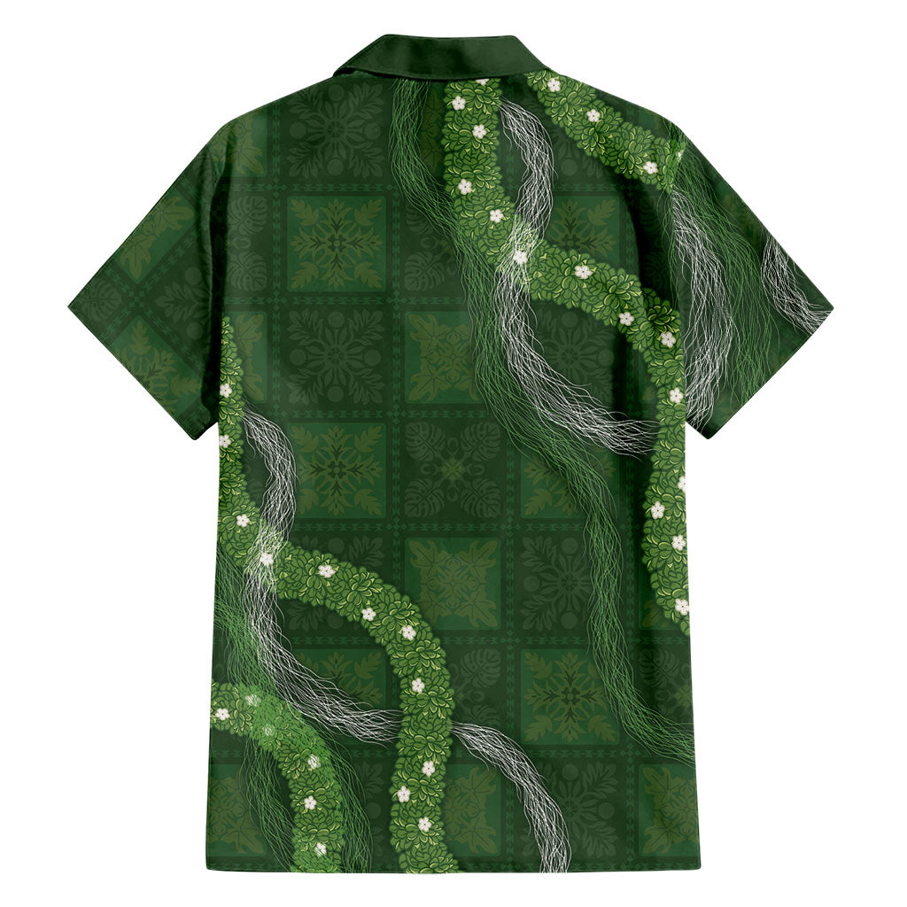 Hawaiian Quilt Family Matching Mermaid Dress and Hawaiian Shirt Pele Hair Hinahina Lei Green Version LT05 - Polynesian Pride