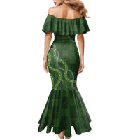 Hawaiian Quilt Family Matching Mermaid Dress and Hawaiian Shirt Pele Hair Hinahina Lei Green Version LT05 - Polynesian Pride