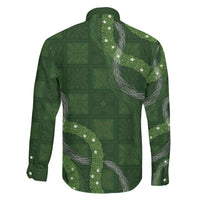 Hawaiian Quilt Family Matching Off Shoulder Maxi Dress and Hawaiian Shirt Pele Hair Hinahina Lei Green Version LT05 - Polynesian Pride