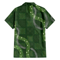 Hawaiian Quilt Family Matching Short Sleeve Bodycon Dress and Hawaiian Shirt Pele Hair Hinahina Lei Green Version LT05 - Polynesian Pride