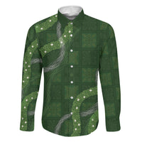 Hawaiian Quilt Family Matching Tank Maxi Dress and Hawaiian Shirt Pele Hair Hinahina Lei Green Version LT05 Dad's Shirt - Long Sleeve Green - Polynesian Pride