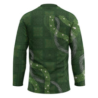 Hawaiian Quilt Hockey Jersey Pele Hair Hinahina Lei Green Version