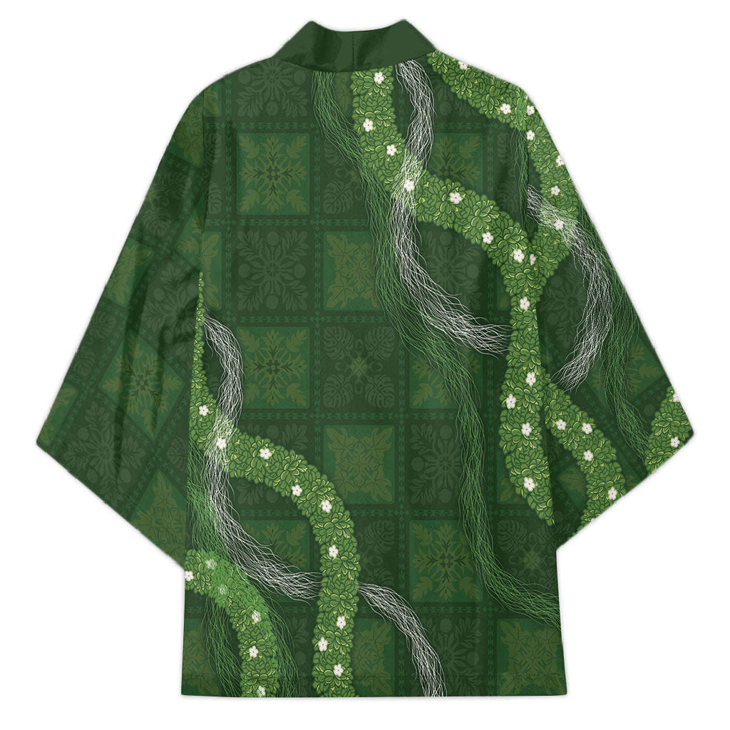 Hawaiian Quilt Kimono Pele Hair Hinahina Lei Green Version LT05 - Polynesian Pride
