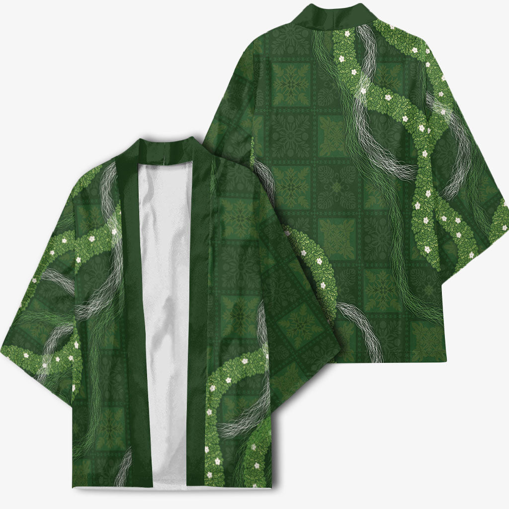 Hawaiian Quilt Kimono Pele Hair Hinahina Lei Green Version LT05 - Polynesian Pride