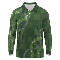 Hawaiian Quilt Long Sleeve Polo Shirt Pele Hair Hinahina Lei Green Version