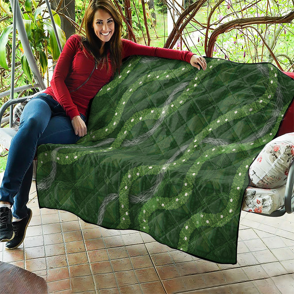 Hawaiian Quilt Quilt Pele Hair Hinahina Lei Green Version