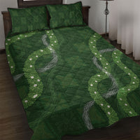Hawaiian Quilt Quilt Bed Set Pele Hair Hinahina Lei Green Version