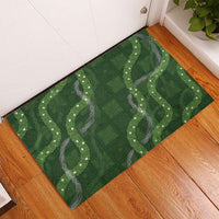 Hawaiian Quilt Rubber Doormat Pele Hair Hinahina Lei Green Version