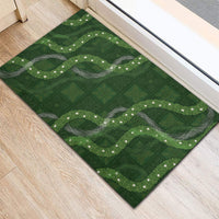 Hawaiian Quilt Rubber Doormat Pele Hair Hinahina Lei Green Version