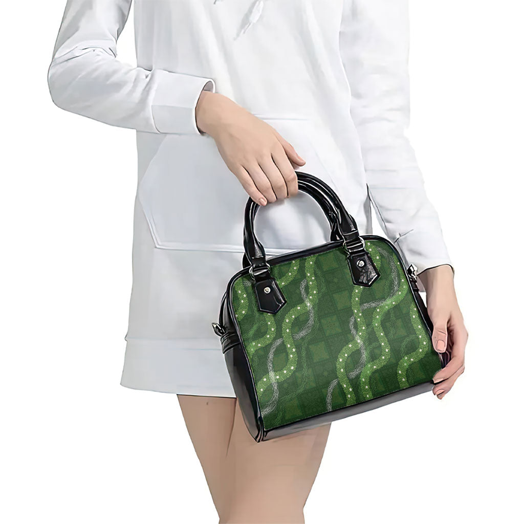 Hawaiian Quilt Shoulder Handbag Pele Hair Hinahina Lei Green Version