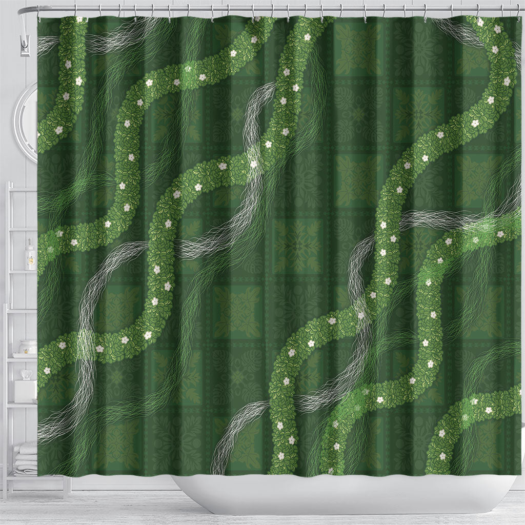 Hawaiian Quilt Shower Curtain Pele Hair Hinahina Lei Green Version LT05 - Polynesian Pride