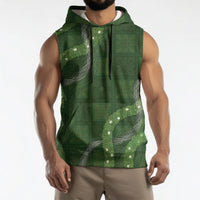 Hawaiian Quilt Sleeveless Hoodie Pele Hair Hinahina Lei Green Version