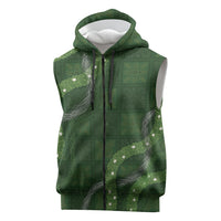 Hawaiian Quilt Sleeveless Zip Hoodie Pele Hair Hinahina Lei Green Version LT05 Green - Polynesian Pride