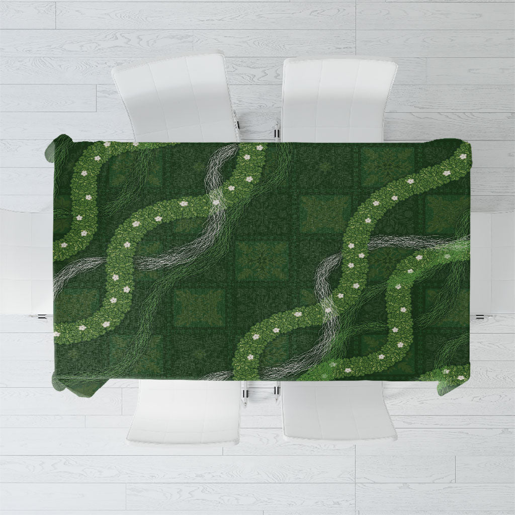 Hawaiian Quilt Tablecloth Pele Hair Hinahina Lei Green Version