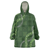 Hawaiian Quilt Wearable Blanket Hoodie Pele Hair Hinahina Lei Green Version LT05 One Size Green - Polynesian Pride